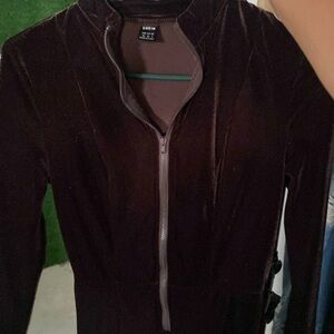 Suede material  one piece cat suit